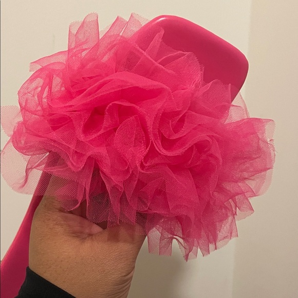 Pink Ruffled Slide Sandals - Picture 2 of 4